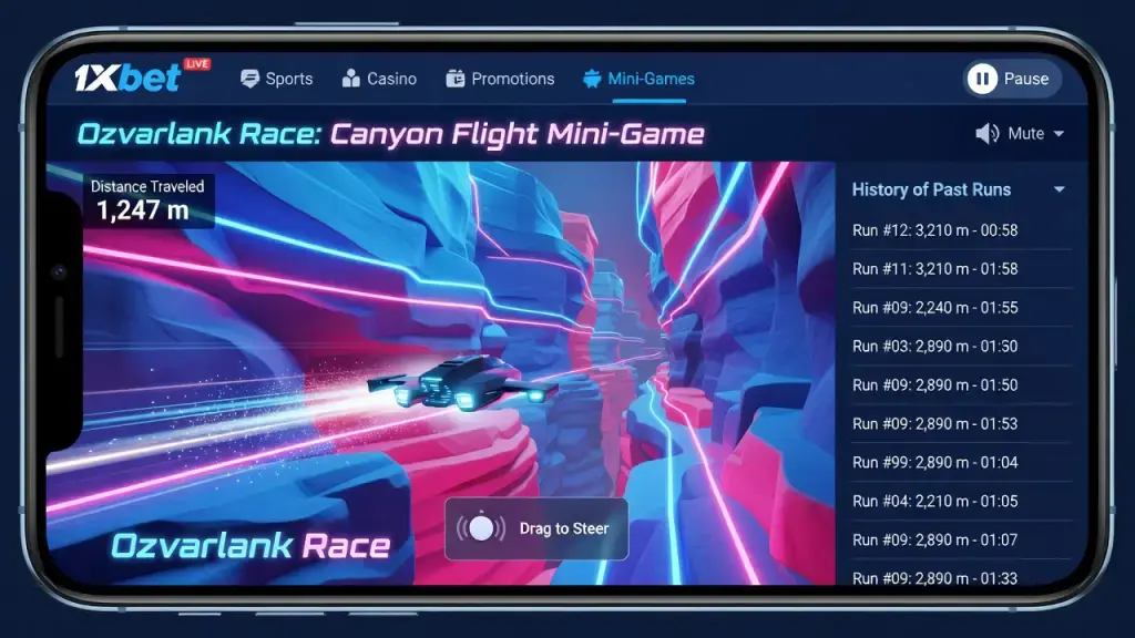 1xbet Adds Canyon Flight Mini-Game to Its Betting App Ecosystem